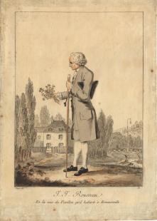 Rousseau herborisant à Ermenonville, gravure au burin par Mayer, 1806